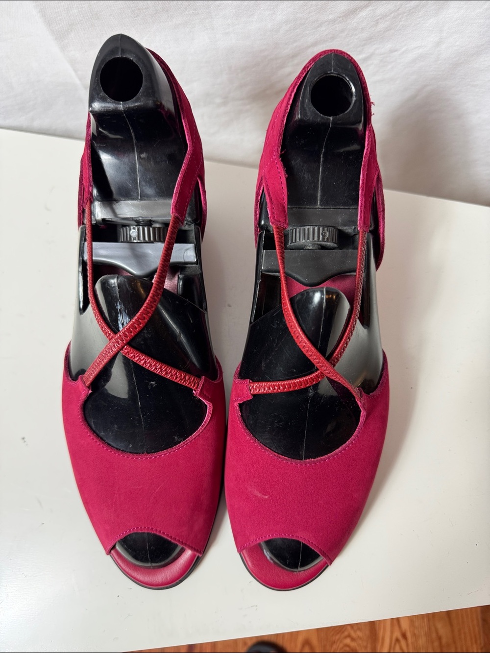 Arche Women's Suede Open-Toe Heels in Red